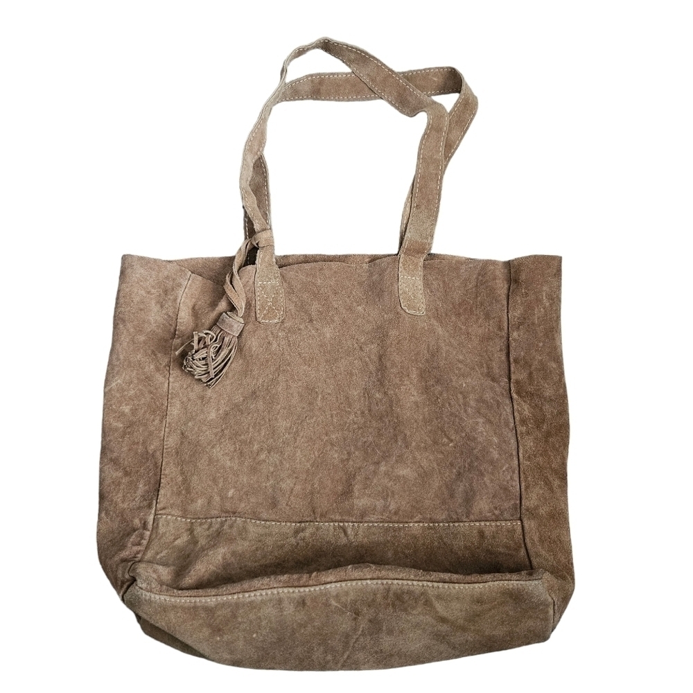 Leather Suede Slouchy Tote with Change Purse Attached